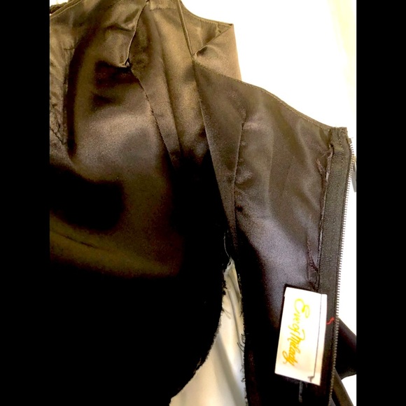 VTG 90s EXC Eve of Milady Black and white satin peplum gown Junior size 5 - Picture 6 of 14